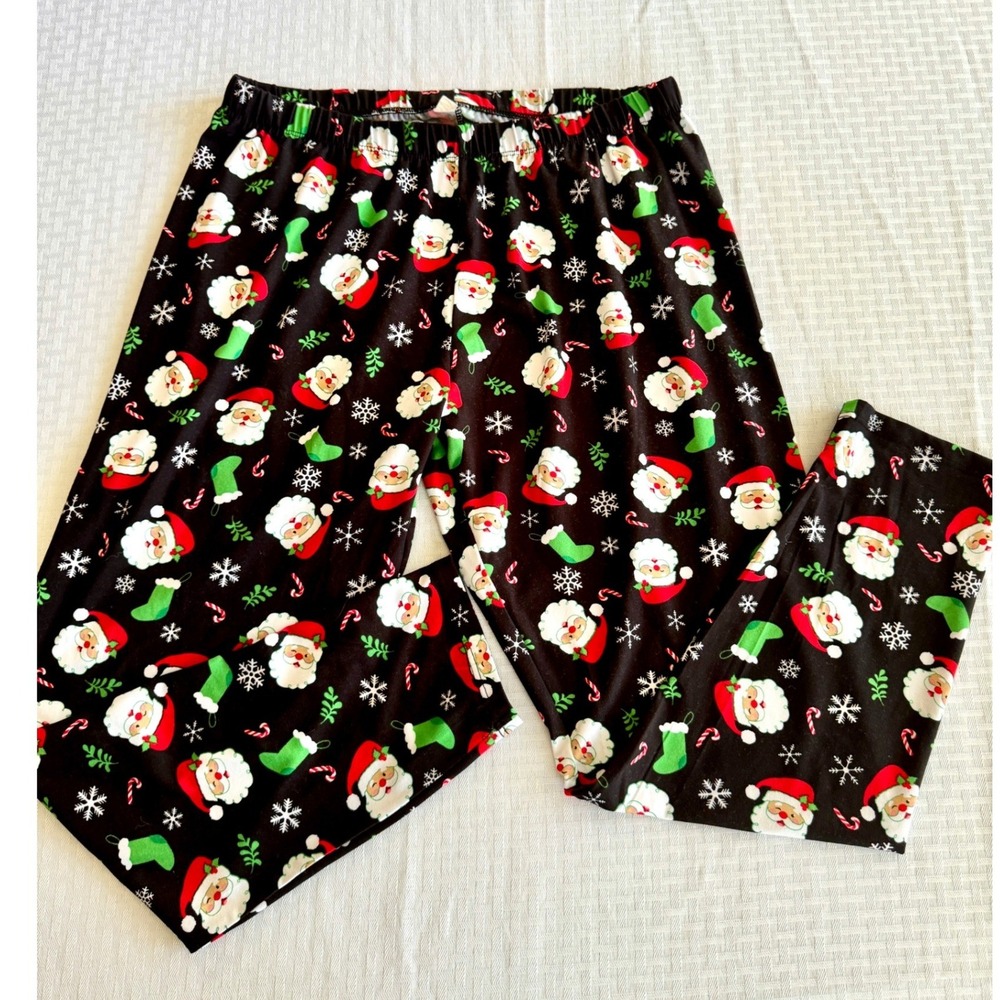 Jollidays Santa Christmas Holiday Leggings Black Festive Soft XL Loungewear